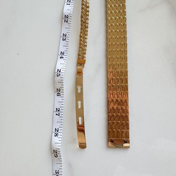 Set of 2 Vintage 90s Gold Stretch Belts - Picture 3 of 3